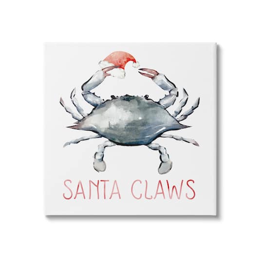 Stupell Industries Santa Claws Holiday Crab Canvas Wall Art